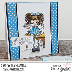 www.stampingbella.com: Rubber stamp used: ODDBALL LITTLE MISS MUFFETT card by Elaine Hughes