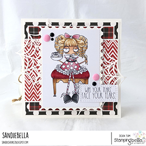 www.stampingbella.com: Rubber stamp used: ODDBALL LITTLE MISS MUFFETT card by Sandie Dunne