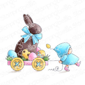 BUNDLE GIRL WITH A CHOCOLATE BUNNY RUBBER STAMP