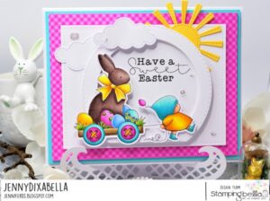 BUNDLE GIRL WITH A CHOCOLATE BUNNY RUBBER STAMP