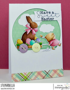 BUNDLE GIRL WITH A CHOCOLATE BUNNY RUBBER STAMP