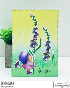 BUNDLE GIRL WITH A FOXGLOVE RUBBER STAMP