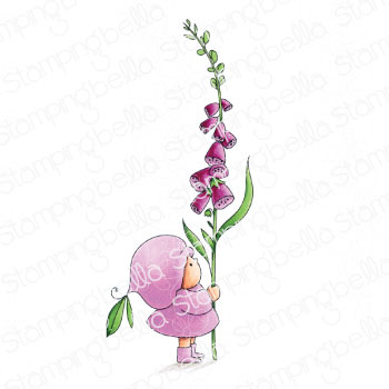 BUNDLE GIRL WITH A FOXGLOVE RUBBER STAMP