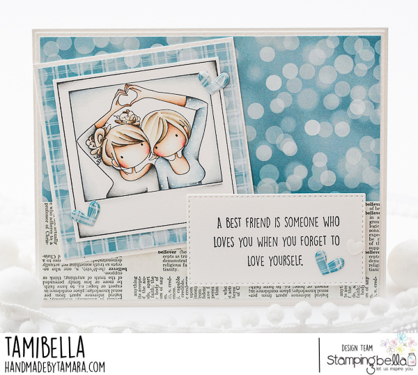 www.stampingbella.com: rubber stamp used : UPTOWN GIRL SNAPSHOT I HEART YOU- card by Tamara Potocznik