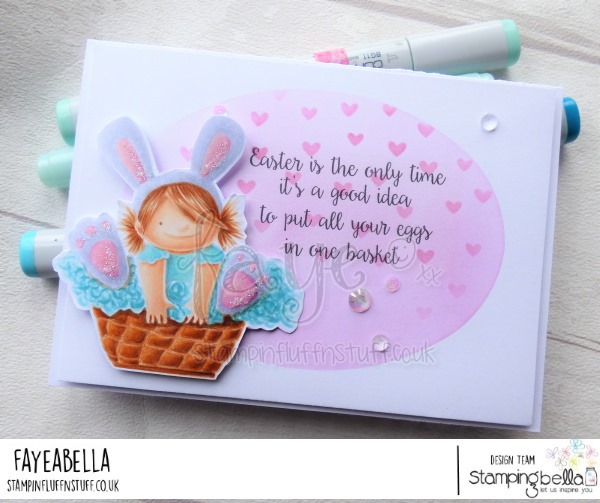 www.stampingbella.com: rubber stamp used: SQUIDGY in a BASKET . card by Faye Wynn Jones