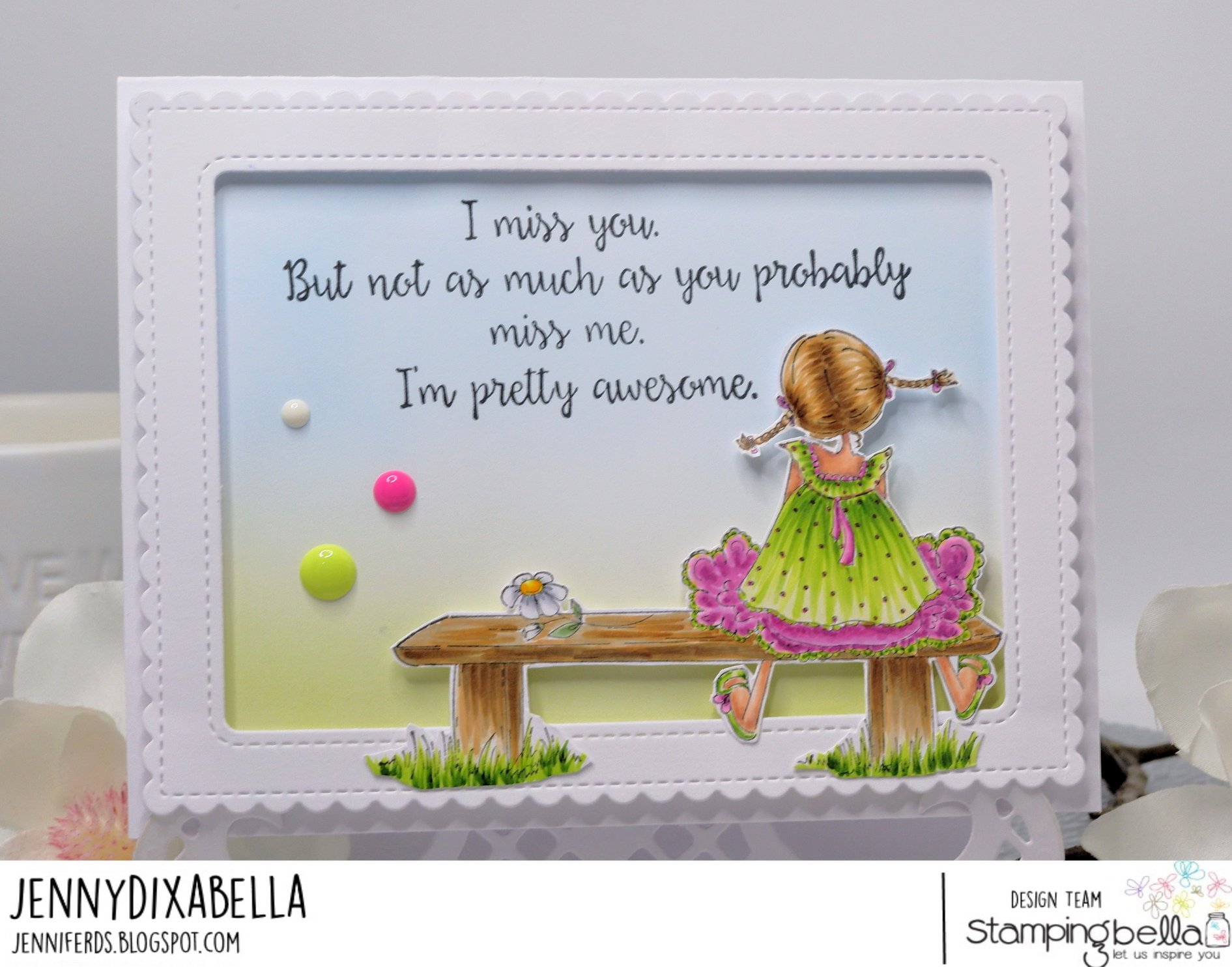 www.stampingbella.com: rubber stamp used: TINY TOWNIE AMANDA IS AWESOME. Card by Jenny Dix