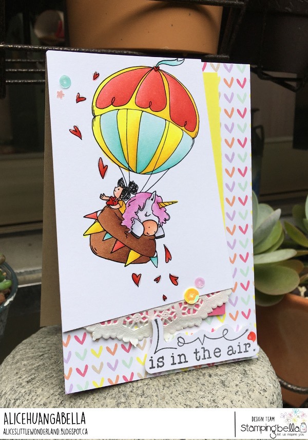 www.stampingbella.com: rubber stamp used: UP UP AND AWAY ROSIE AND BERNIE. Card by Alice Huang