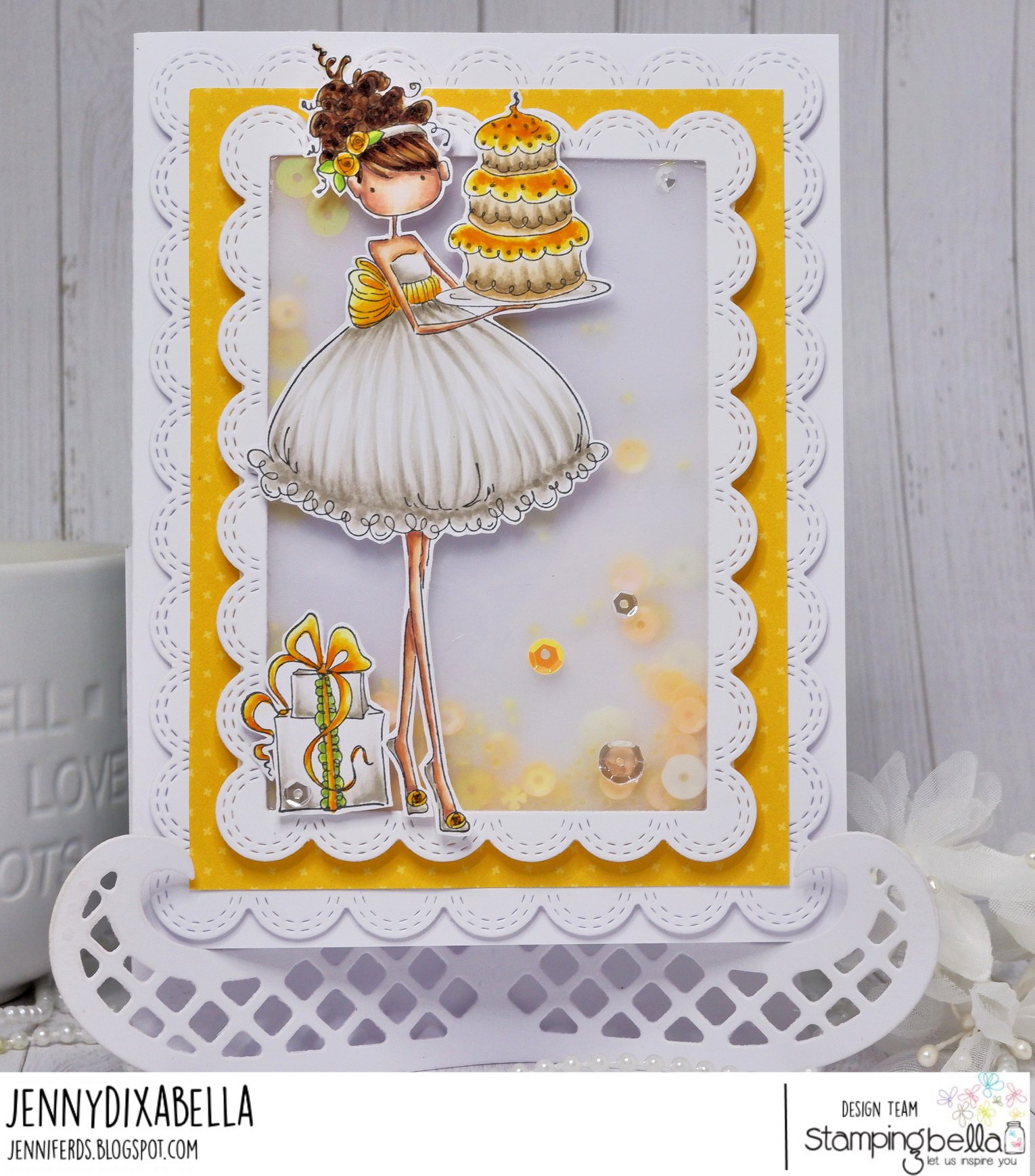 www.stampingbella.com: rubber stamp used : UPTOWN GIRL AVA . card by Jenny Dix