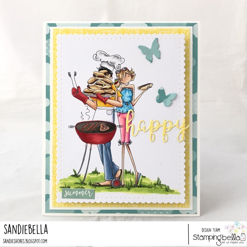 www.stampingbella.com: rubber stamp used UPTOWN COUPLE BELLA AND BARNEY. card by SANDIE DUNNE