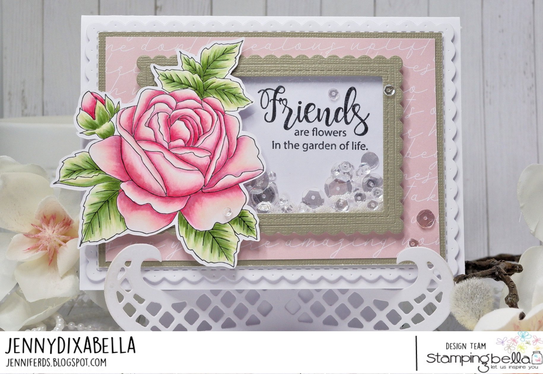 www.stampingbella.com: rubber stamp used:  BUNDLE GIRL WITH A GARDENIA card by Jenny Dix