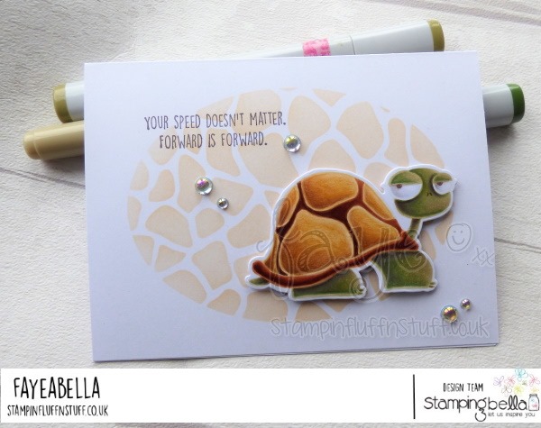 www.stampingbella.com: rubber stamp used: ODDBALL TURTLE card by Faye Wynn Jones