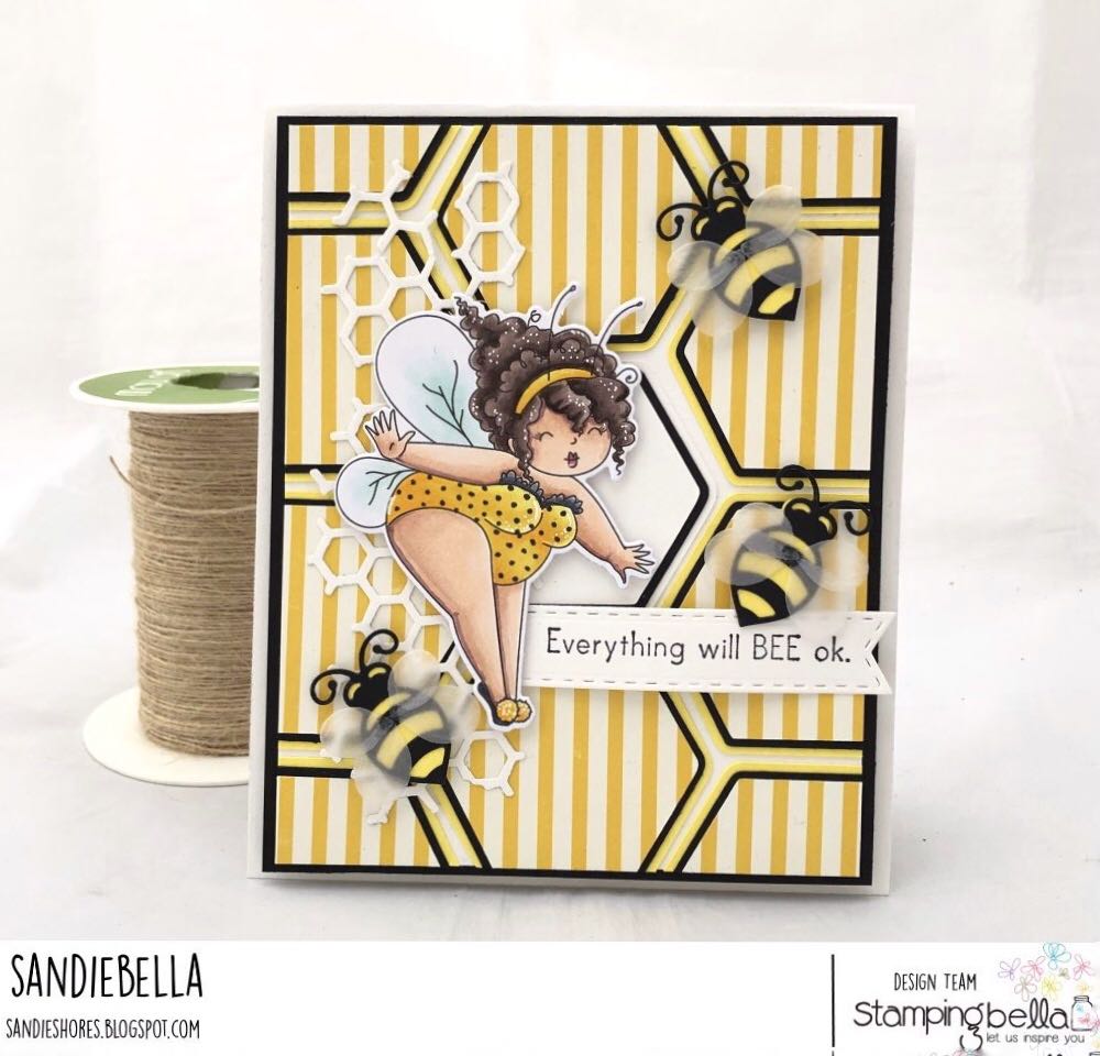 www.stampingbella.com: rubber stamp used: EDNA THE BUMBLEBEE card by SANDIE DUNNE