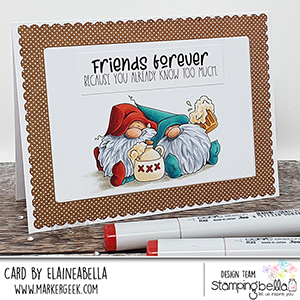 www.stampingbella.com: rubber stamp used: BEER GNOMES card by Elaine Hughes