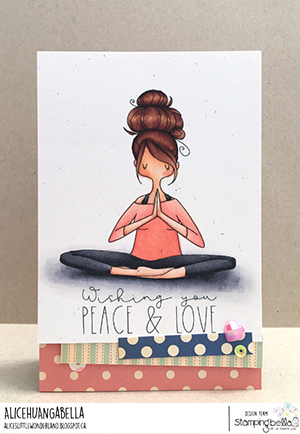 www.stampingbella.com: rubber stamp used: CURVY GIRL NAMASTE. CArd by Alice Huang