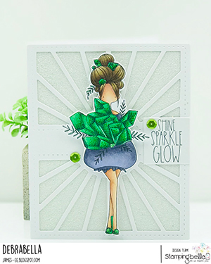 www.stampingbella.com: rubber stamp used: CURVY GILR COLLECTS CRYSTALS card by Christine LEvison