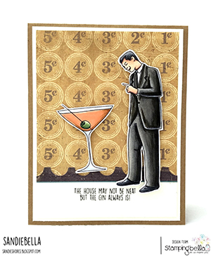 www.stampingbella.com: rubber stamp used: EDGAR AND MOLLY VINTAGE MARTINI MEN SET card by Sandie Dunne