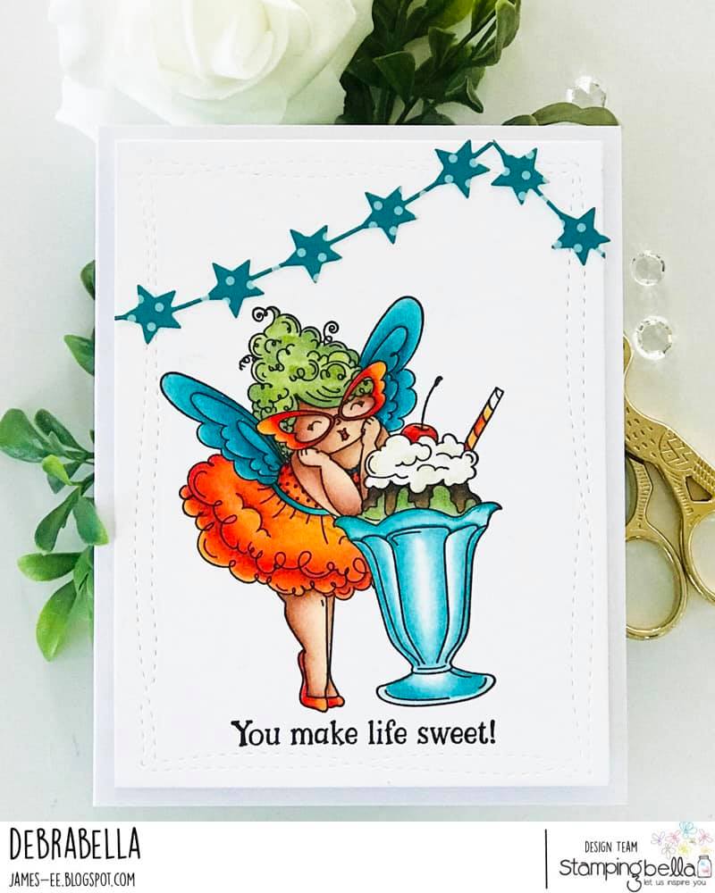 www.stampingbella.com: rubber stamp used: EDNA LOVES ICE CREAM card by DEBRA JAMES