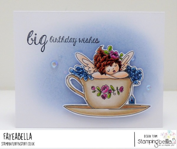 www.stampingbella.com: rubber stamp used: EDNA'S CUP OF TEA card by DAYE WYNN JONES