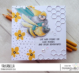 www.stampingbella.com: rubber stamp used: FLYING GNOME. Card by Faye Wynn Jones