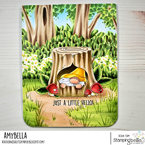 www.stampingbella.com: rubber stamp used: GNOME IN. A TREE card by Amy Young