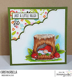 www.stampingbella.com: rubber stamp used: GNOME IN. A TREE card by Christine Levison