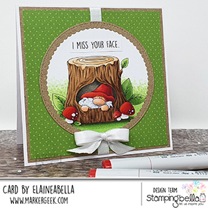 www.stampingbella.com: rubber stamp used: GNOME IN. A TREE card by Elaine Hughes