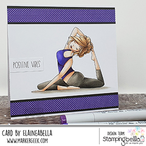 www.stampingbella.com: rubber stamp used: MOCHI YOGA GIRL. Card by Elaine Hughes