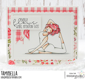 www.stampingbella.com: rubber stamp used: MOCHI YOGA GIRL. Card by Tamara Potocnik