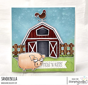 www.stampingbella.com: rubber stamp used: ODDBALL BARN HAY and FENCE set and card by SANDIE DUNNE