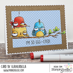 www.stampingbella.com: rubber stamp used: ODDBALL BIRD SET. card by Elaine Hughes