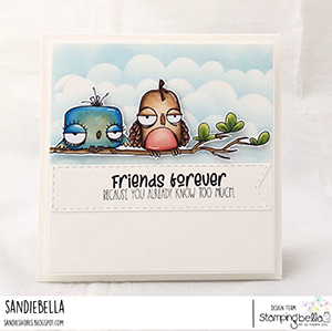 www.stampingbella.com: rubber stamp used: ODDBALL BIRD SET. card by Sandie Dunne