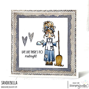 www.stampingbella.com: rubber stamp used: ODDBALL Cinderella . card by Sandie Dunne