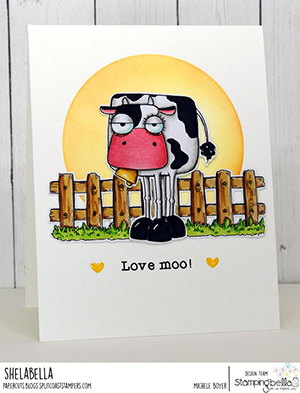 www.stampingbella.com: rubber stamp used: ODDBALL FARM ANIMALS set and card by Michele Boyer