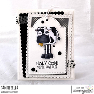 www.stampingbella.com: rubber stamp used: ODDBALL FARM ANIMALS set and card by Sandie Dunne