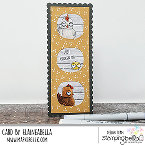 www.stampingbella.com: rubber stamp used: ODDBALL FARM BIRDS E set and card by Elaine Hughes