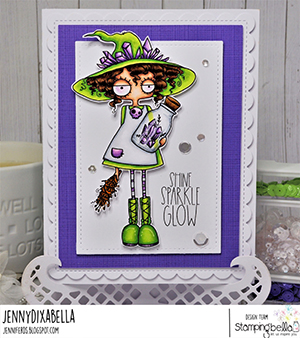 www.stampingbella.com: rubber stamp used: SMUDGE AND CRYSTAL ODDBALL. Card by Jenny Dix