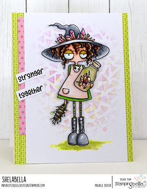 www.stampingbella.com: rubber stamp used: SMUDGE AND CRYSTAL ODDBALL. Card by Michele Boyer