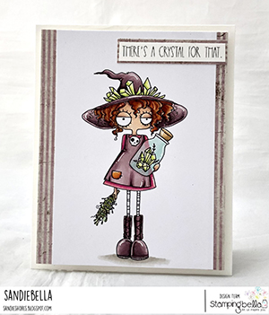 www.stampingbella.com: rubber stamp used: SMUDGE AND CRYSTAL ODDBALL. Card by Sandie Dunne