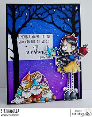 www.stampingbella.com: rubber stamp used: ODDBALL Snow White . card by Stephanie Hill