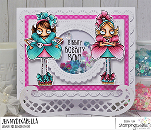 www.stampingbella.com: rubber stamp used: ODDBALL STEPSISTERS. card by Jenny Dix