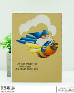 FLYING GNOME RUBBER STAMP SET (includes 1 sentiment stamp)