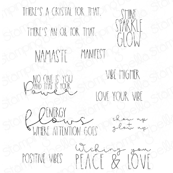 GOOD VIBES SENTIMENT SET (12 RUBBER STAMPS)