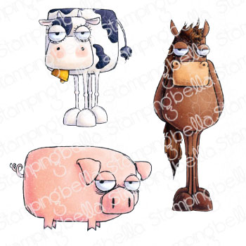 ODDBALL FARM ANIMALS (SET OF 3 RUBBER STAMPS)