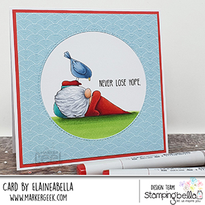 www.stampingbella.com: rubber stamp used: the gnome and the Birdie CARD BY Elaine Hughes