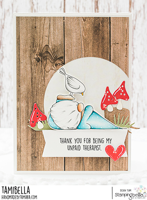 www.stampingbella.com: rubber stamp used: the gnome and the Birdie CARD BY Tamara Potocnik