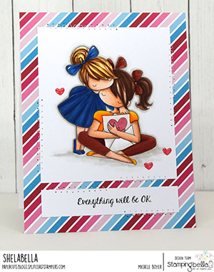 www.stampingbella.com: rubber stamp used: THERE THERE TINY TOWNIE. card by Michele Boyer