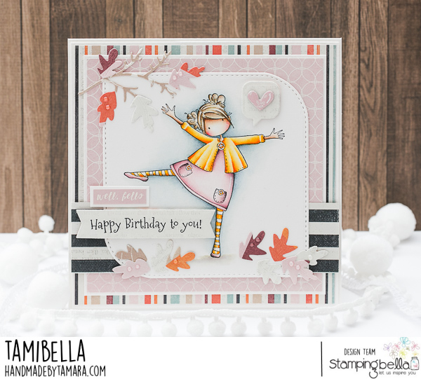 www.stampingbella.com  Rubber stamp used TINY TOWNIE LAYLA LOVES LEAVES. card by Tami Potocnik