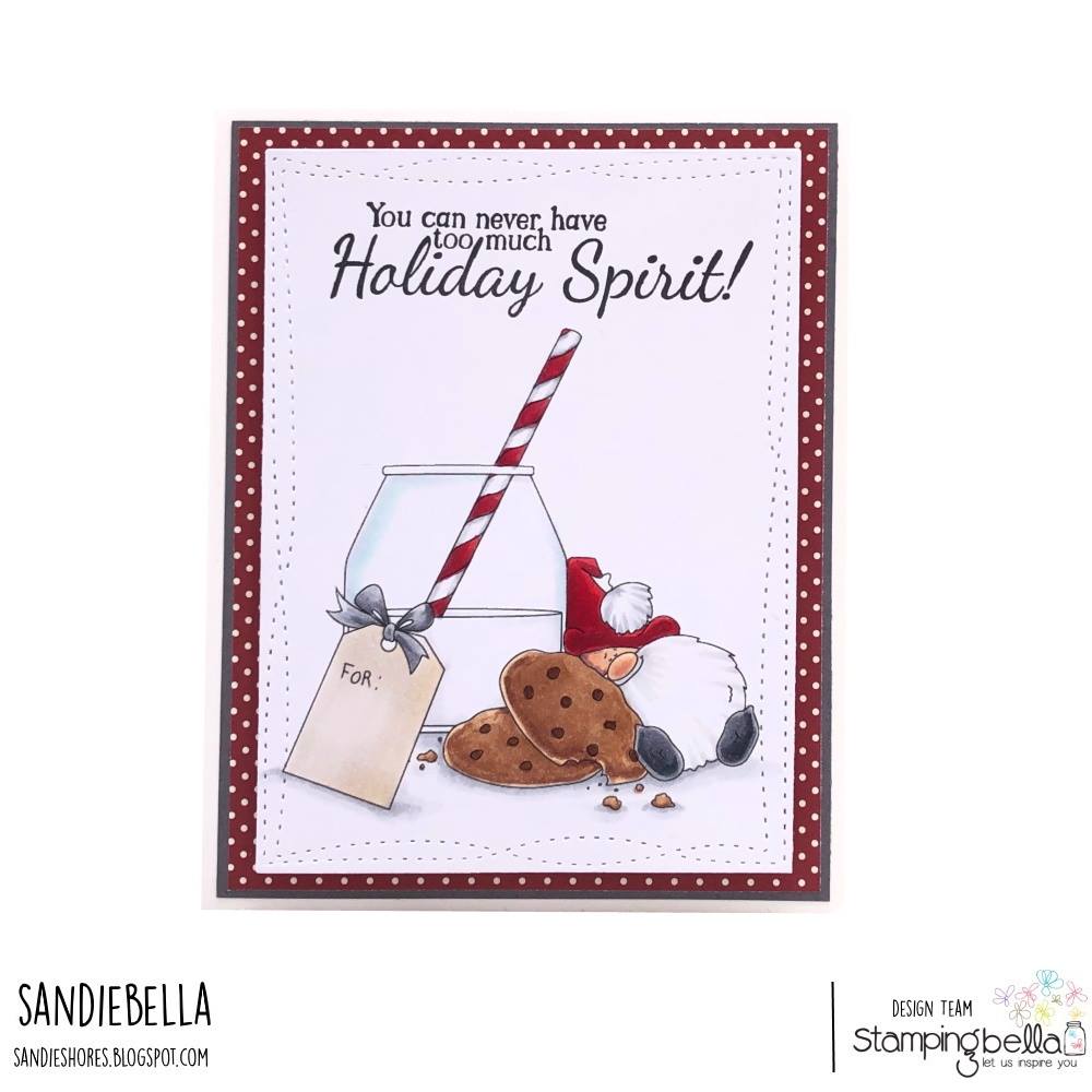 www.stampingbella.com: rubber stamp used MILK AND COOKIES card by SANDIE DUNNE