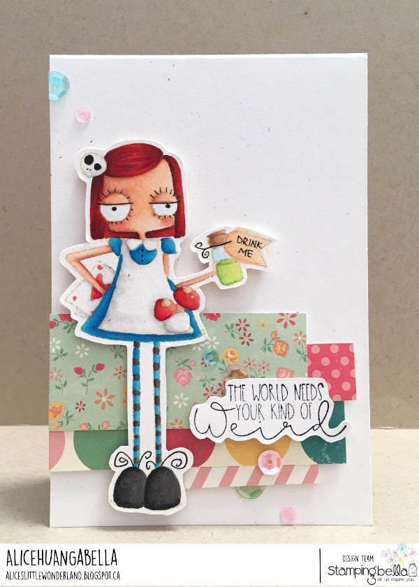 www.stampingbella.com: rubber stamp used : ODDBALL ALICE IN WONDERLAND card by ALICE HUANG