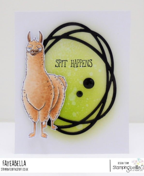 www.stampingbella.com: rubber stamp used ODDBALL LLAMA. card by Faye Wynn Jones